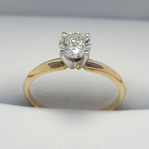 14K Yellow Gold Round Solitaire Diamond Ring - 0.68ct